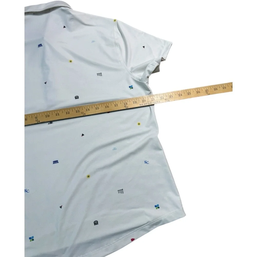 Greyson XL Golf Polo Shirt White Colorful Print Short Sleeve Kansas‎ City Icons - Picture 7 of 7